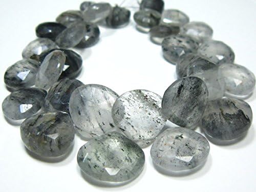 13 inch natural beads strand of 9-15mm faceted heart moss quartz gemstone briolletes beads for DIY jewelry - necklace, bracelet, earring, ring.