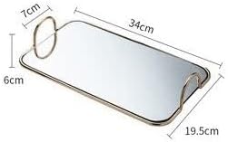 Cafeteria Tray Mirror Glass Tea Tray Gold Storage Tray Home Living Room Coffee Table Light Luxury Cup Storage Tray Serving Trays(E)