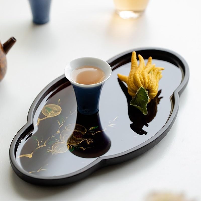 Tray Hand-Painted Teapot Holder Small Dry Tea Tray Tea Holder Household Simple Tray Tea Ceremony Accessories Storage Tray Serving Trays(D)
