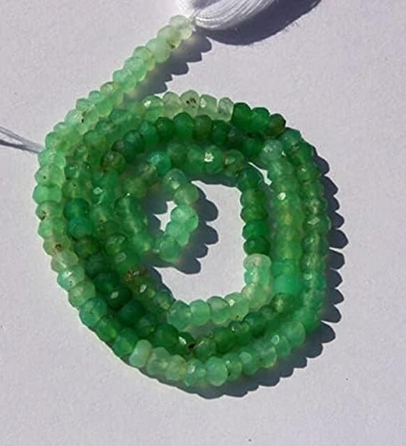 14 Inch Long Natural Shaded Green Chrysoprase Faceted Rondelle Loose Beads 3-3.5mm lot of 10 Strands CHIK-STRD-95841