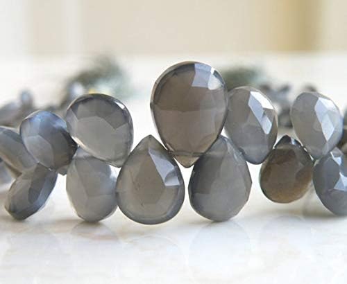 Light Grey Moonstone Gemstone Briolette Faceted Pear Teardrop 10.5 to 11.5mm 22 Beads Code-HIGH-58456