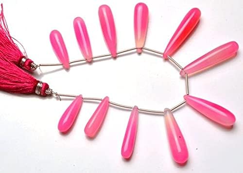 6 inch Strand of Natural Chalcedony 22-33mm Drop Smooth briolette Beads for DIY Jewelry Making. |BRIO_01658