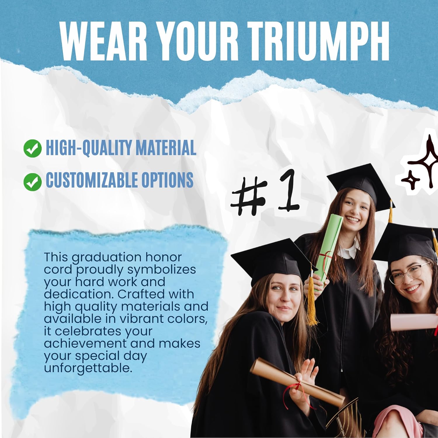 Double Graduation Honor Cord - Pack of 10