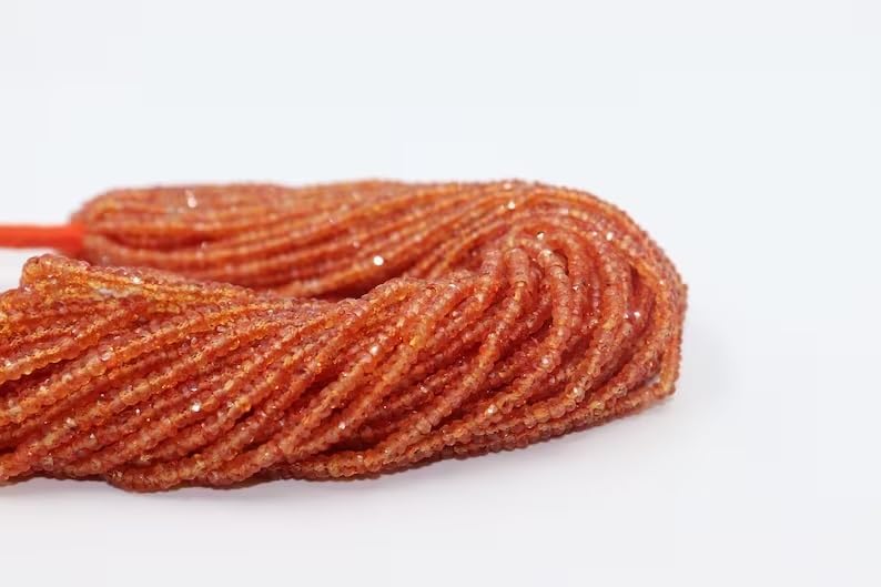 AAA+ Quality Padparadcha Orange Sapphire Faceted Rondelle 2.5-3mm Beads Strand for Jewelry Making Natural Orange Sapphire Dainty Minimalist Beads