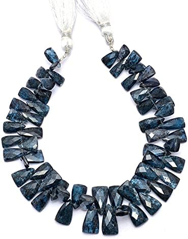 8 inch Strand of Natural Blue Kyanite 6x10-8x12mm Trillion Faceted briolette Beads for DIY Jewelry Making. |BRIO_01072
