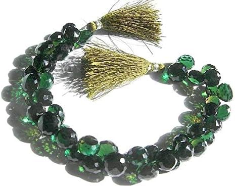 13 inch natural beads strand of 9.5-10.5mm faceted onion green quartz gemstone briolletes beads for DIY jewelry - necklace, bracelet, earring, ring.