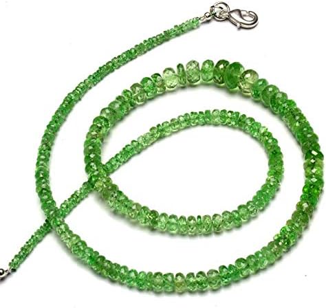 Natural Gemstone Tsavorite Faceted 3 to 7MM Big Size Rondelle Beads 19 Inch Full Strand Very Rare Gem Beads Necklace Green Garnet
