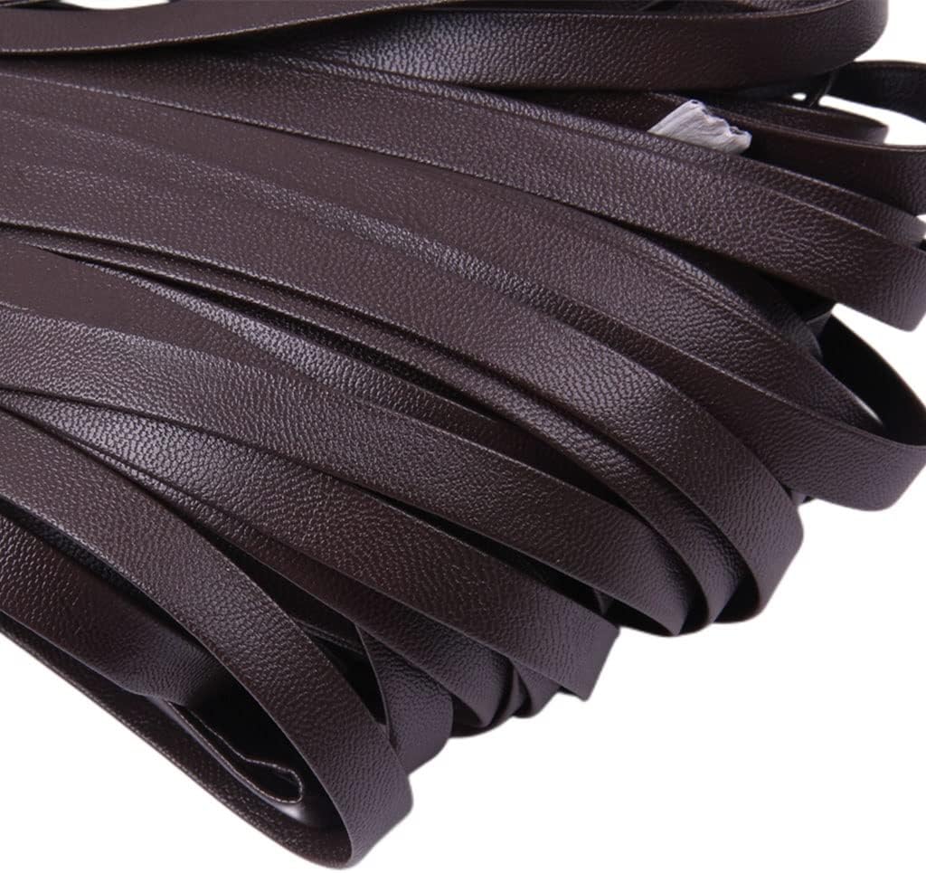 Braided Cord String Rope, 4-20mm Leather Cord String DIY Necklace Bracelet Making Flat PU Rope Handbag(Black,20mm 5m)