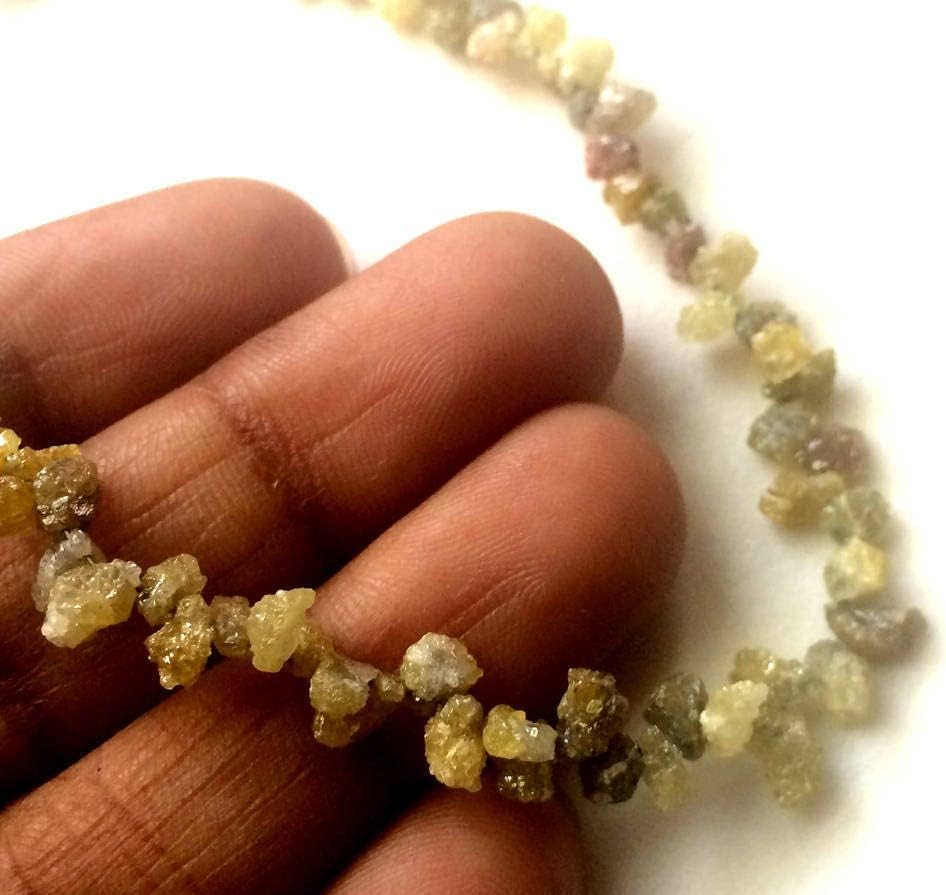 3.5-6mm Yellow Rough Diamond Drops, Yellow Raw Diamond Beads, Yellow Diamond Briolettes, Conflict Free Diamonds For Jewelry (4.5IN To 9IN), 3.5-6 MM