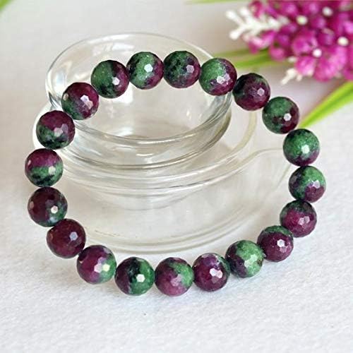 1 Strands Natural Half Green Red Ruby Zoisit Stretch Bracelet Faceted Round Beads 12mm 04352 Code-HIGH-30275