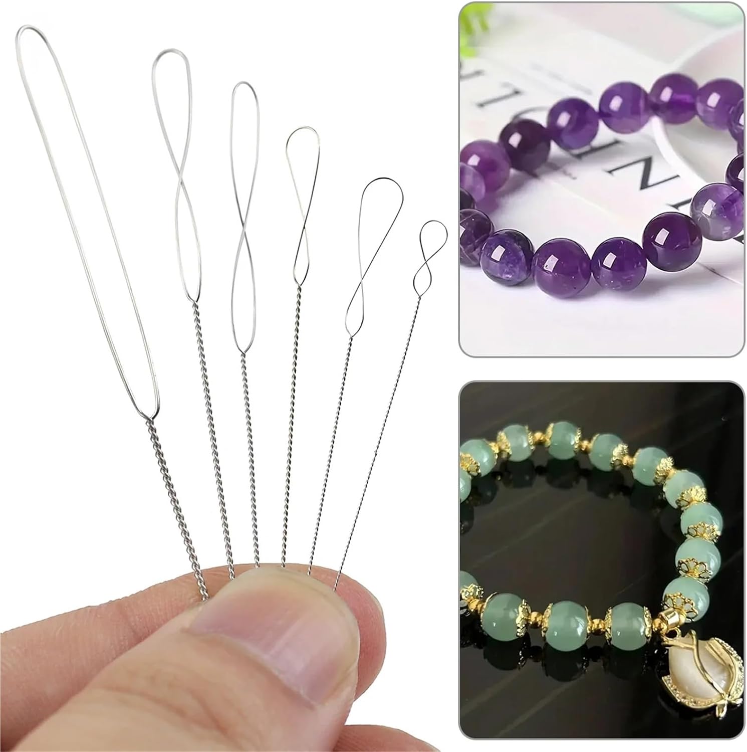 Beading Needles 5/10/20set*6Pcs Twisted Pin Stainless Steel Jewelry Beading Needle for Bracelet Necklace DIY Accessories Tools(20set)
