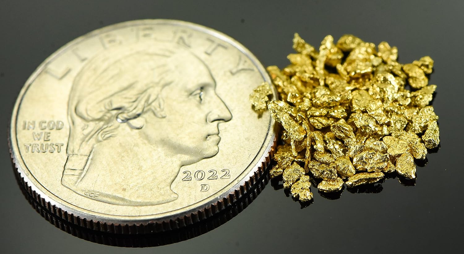 Alaskan Yukon Gold Rush Nuggets 14 Mesh 2 Grams of Fines