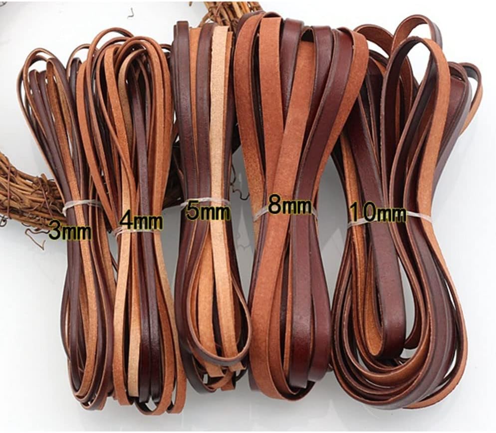 Braided Cord String Rope, 1.5mm Flat Leather Cord Natural Lacing Strip Braiding String Making Braided Bracelets(46m,10mm)