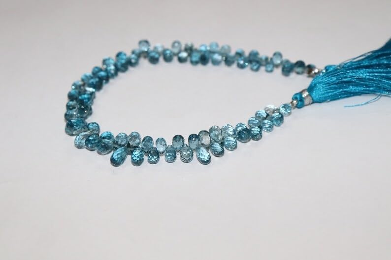 London Blue Topaz Faceted Drops Beads 4 * 6-5 * 8 mm London Blue Topaz Beads Blue Topaz Briolette Beads London BT Beads Wholesale Beads