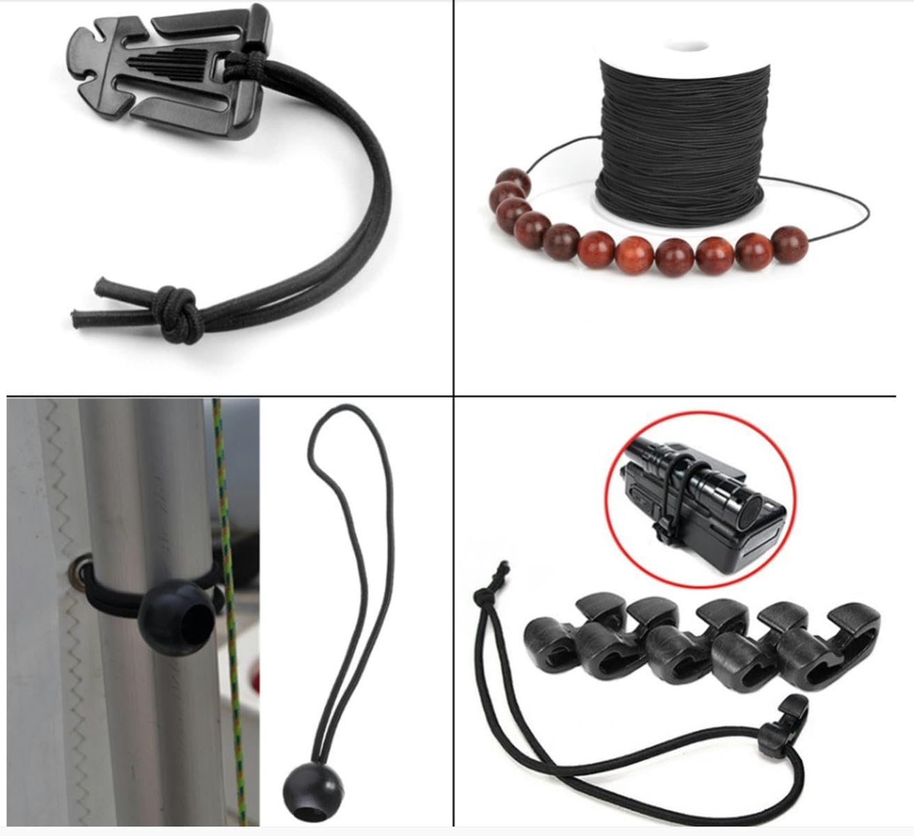 Beading Cords & Threads, 1mm-15mm Stretchy String Cord for DIY Sewing, Elastic Rope Rubber Band Line Accessories, 1 Pcs(White 12mm,5M)