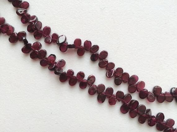 5 Strand Natural Garnet Plain Pear Beads, Garnet Necklace, Red Garnet Gemstone Beads, 4x5mm - 4x6mm Each, 13 Inch