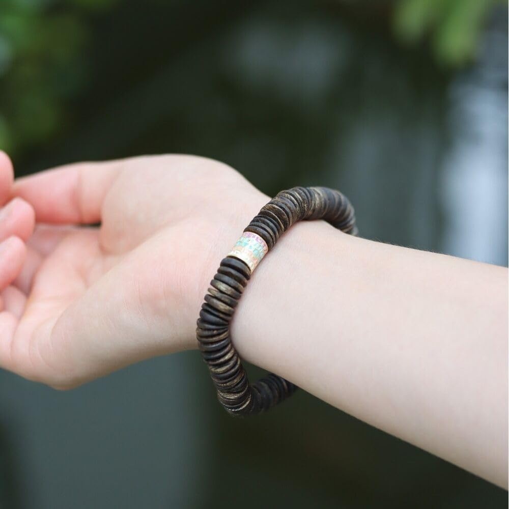 Agarwood Hainan Yingge Green Chess Agarwood Flake Bead Strand Buddha Bead Rosary Bead