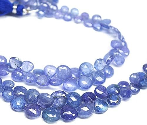 Natural Tanzanite Faceted Heart Drop Briolette Gemstone Loose Beads Strand 8