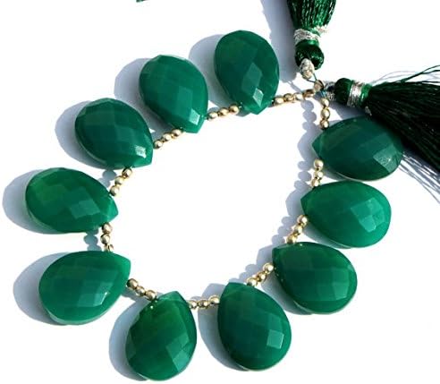 18x13 mm green onyx faceted pear briolettes 3