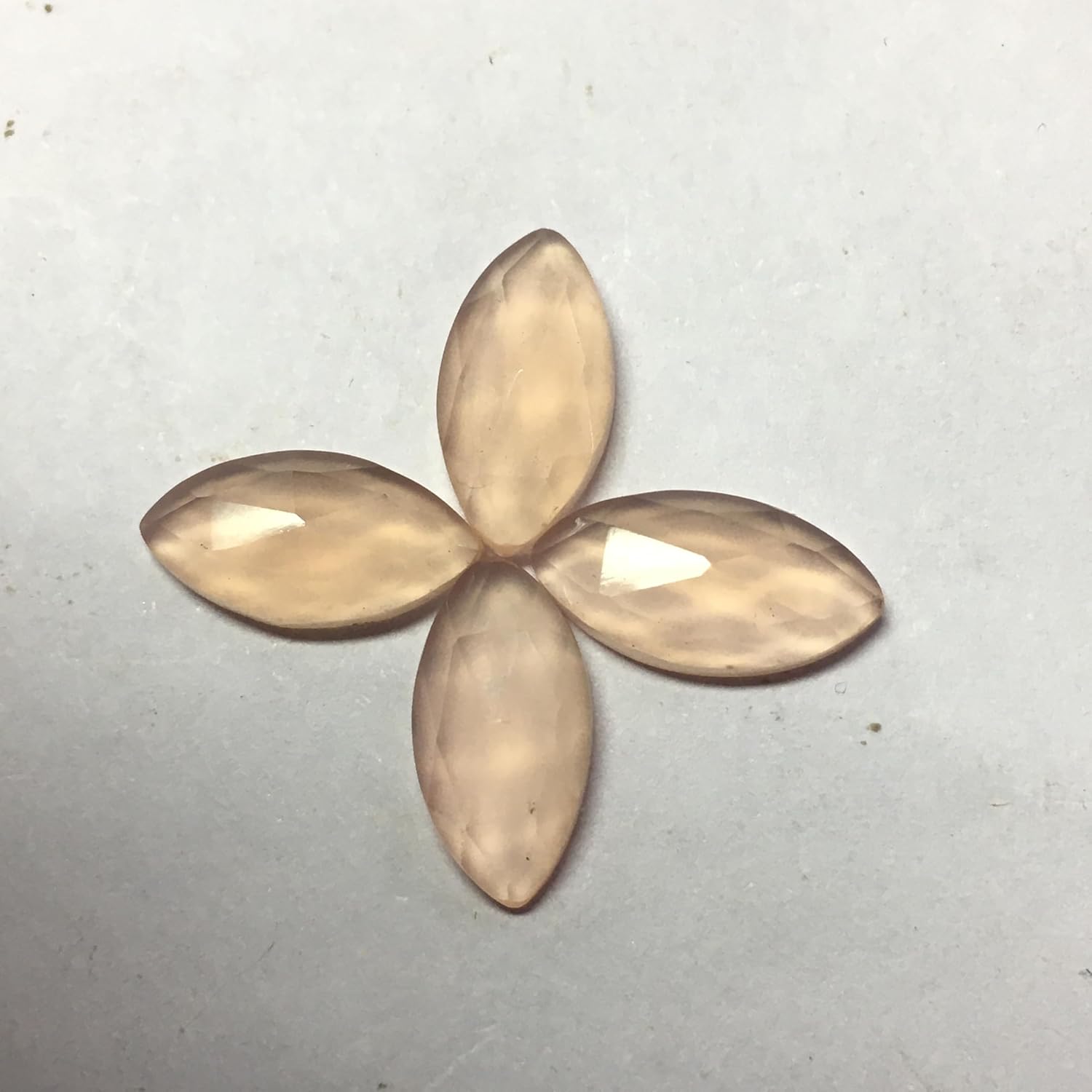 Natural Pink Chalcedony Marquise Rose Cut Flat Back Loose Gemstones for Earrings Pendant & Jewelry Making (10 Pieces) Set (11x22 MM)