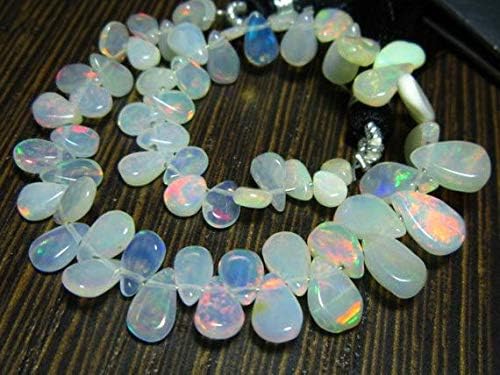 AAA-Ethiopian Welo Opal Smooth Pear Briolettes- 7 Inch Long Strand -Stones Measure- 4x5-5x9mm Code-HIGH-7129