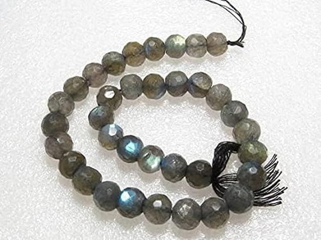 Labradorite - Micro Faceted Round Ball Beads Size 8 mm 10 inches Long lot of 5 Strands Chik-STRD- 92124