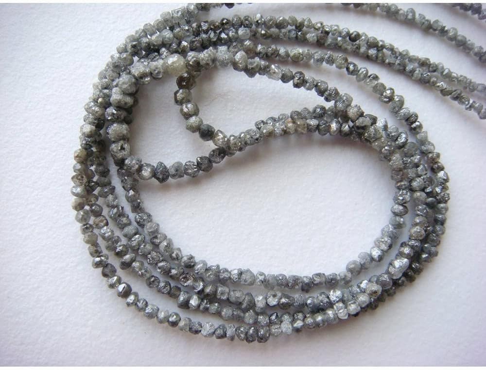1mm to 2mm Natural Round Gray Raw Diamond Beads, Rough Diamond Rondelle Beads, Gray Diamond Beads, Diamond For Jewelry (4IN To 16IN), 1 MM - 2 MM