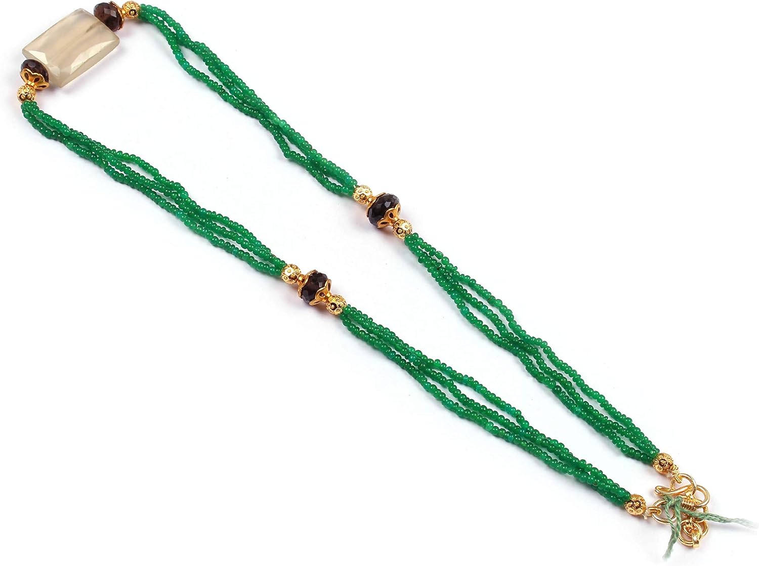 Natural Gemstone Green Color Onyx Plain rondelle Beads Necklace Pendant for Women | 18 inch Gemstone Necklace|3-4 mm Loose Beads for Jewelry Making | Healing Beads Necklace