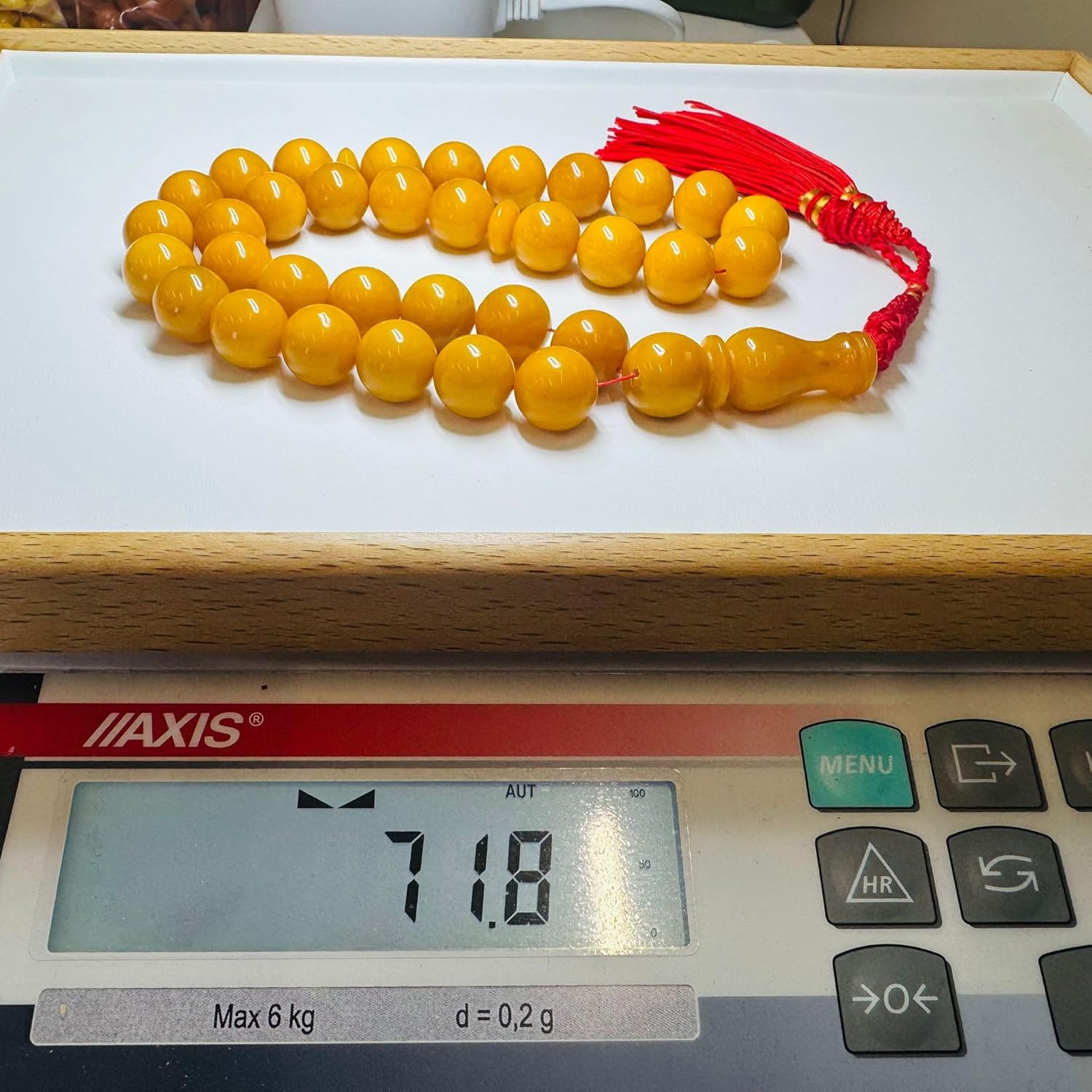 AMBERSTONE Vintage Orange Amber Islamic Prayer Beads - Muslim Rosary - Premium Handmade Tasbeeh for Dhikr - Amber Misbaha - 33 Beads / 71.8 g