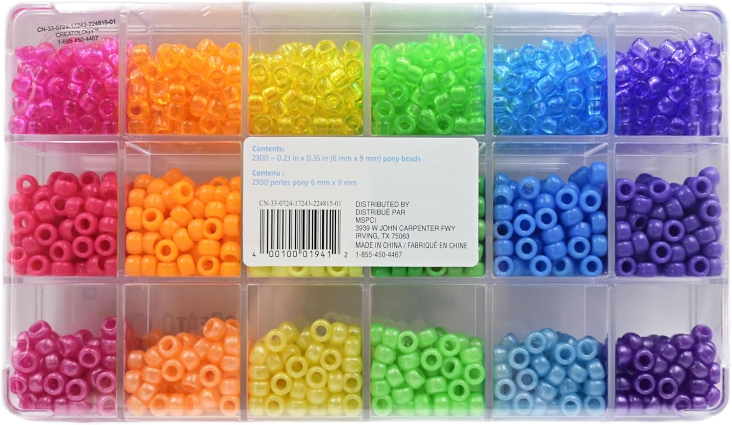Creatology Rainbow Pony Beads Set, 9 Packs: 2,300 ct. (20,700 Total)