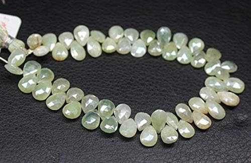 Natural Silver Mystic Coated Green Prehnite Faceted Pear Drop Gemstone Craft Loose Beads 8 Inch Long 8mm 10mm Code-HIGH-27357
