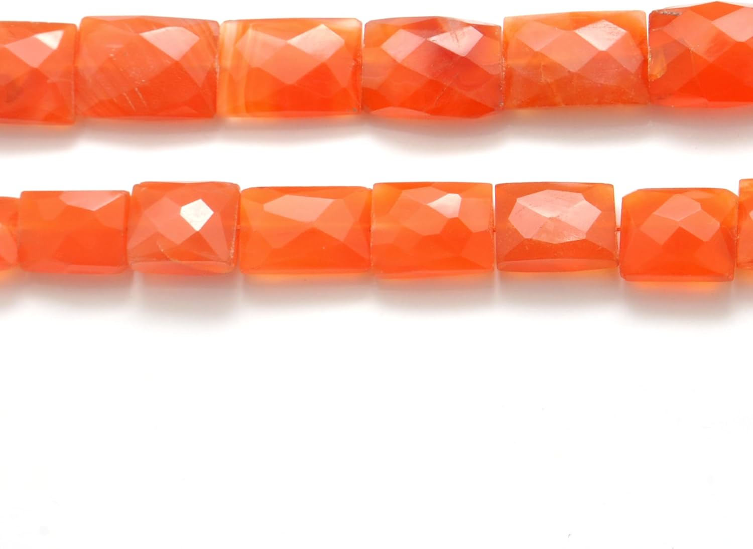 Kanika Creations Natural Carnelian Faceted Rectangle Beads 10 x 11 mm to 12 x 17 mm – 30 Pcs 16.5 Inch Strand, Smooth Orange Gemstones for DIY Jewelry Making