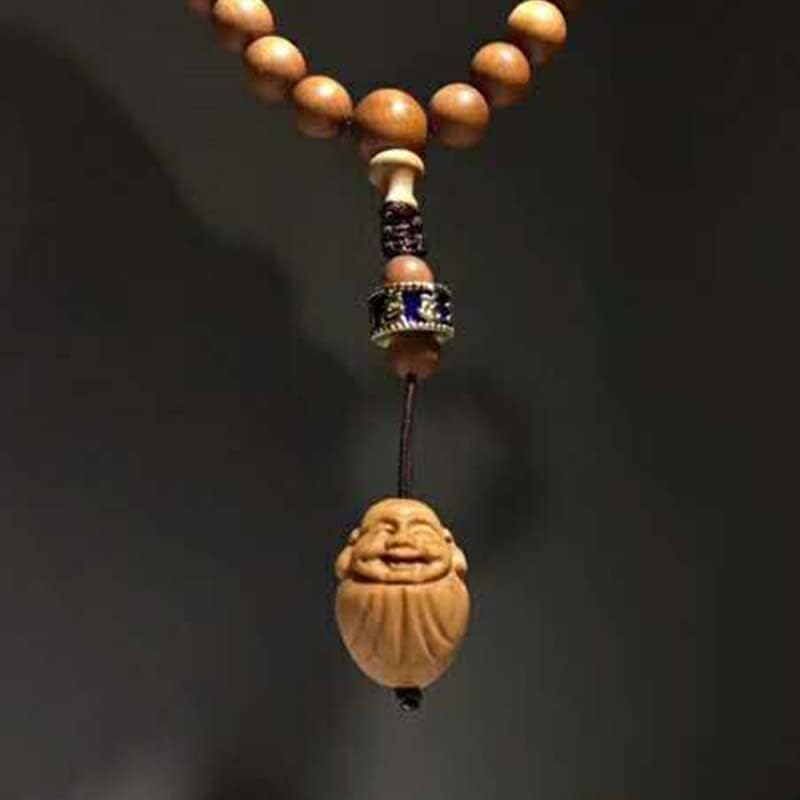 Mascot Wooden Crafts Wood Carving Art Wood Decoration Artwork 老山檀香手串小弥勒佛108颗 文玩手串念珠男女檀木佛珠手链(DIY不沉水8MM老山)