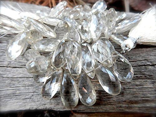 13 inch natural beads strand of 18x8mm faceted teardrop clear quartz gemstone briolletes beads for DIY jewelry - necklace, bracelet, earring, ring.