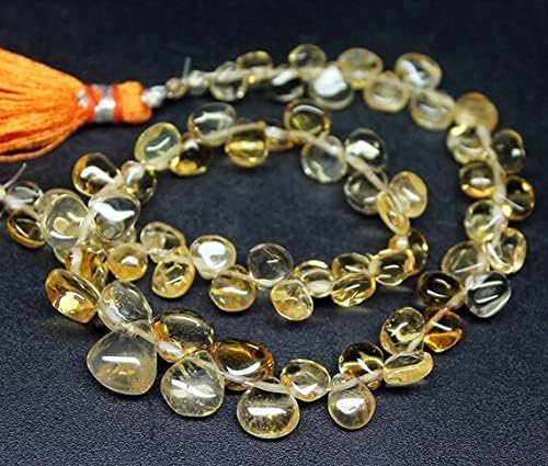 Beads Gemstone Golden Citrine Smooth Polished Faceted Heart Drop Briolette Gemstone Loose Craft Beads 10 Inch Long 4mm 6mm Code-HIGH-26808