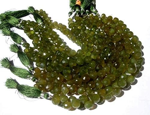 13 inch natural beads strand of 5-8mm faceted onion green vesuvianite gemstone briolletes beads for DIY jewelry - necklace, bracelet, earring, ring.