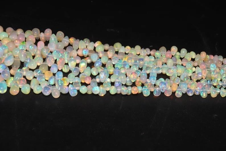 Ethiopian Opal Smooth Drops Shape Beads 3 * 5-6 * 8 mm Tear Drops Beads Opal Plain Beads Fire Opal Beads Flashy Opal Bead for Making Jwelery