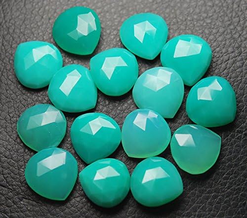 chrysoprase chalcedony faceted heart shape briolettes 15-16mm