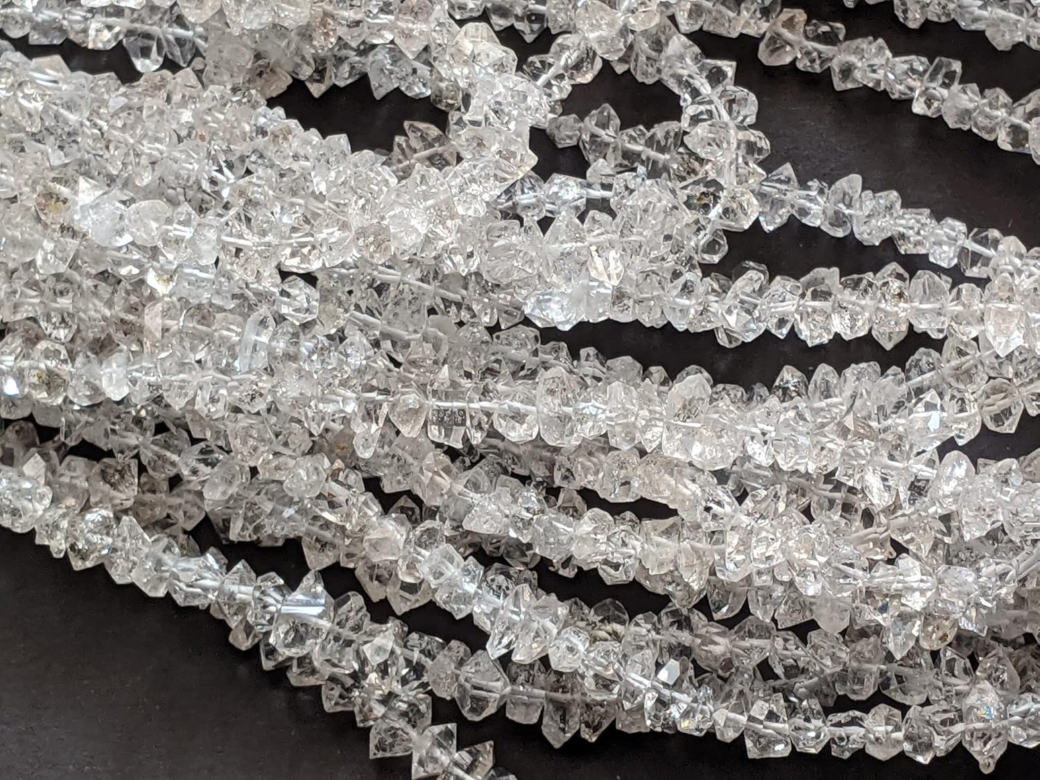 Clear Herkimer Diamond Beads, 5-6 mm Natural Center Drilled Clear Raw Herkimer Diamond Quartz Nuggets For Jewelry (4 IN To 16 IN) - Asg56