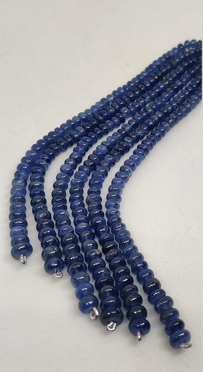 Natural Natural Burmese Blue Sapphire plainround Smooth Beads 3.5 mm to 5 mm 4.5 inch Long String Jewelry Making Gemstone Beads for Necklace Bracelet