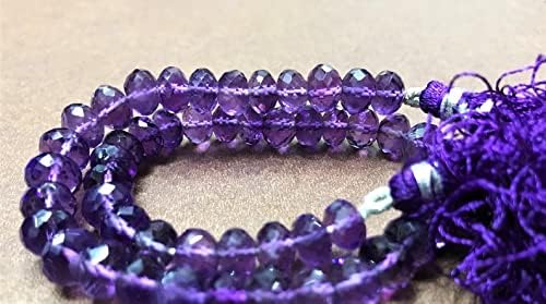 Natural Amethyst rondelle Smooth Beads 7MM 10 inch Long String Jewelry Making Gemstone Beads for Necklace Bracelet