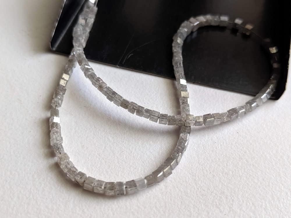 1.5-2.5mm Gray Diamond Cube Beads, Natural Gray Diamond Faceted Cube Beads, Gray Diamond Cubes for Necklace (2IN To 8IN Options) - PPD399, 1.5-2.5 MM Approx.