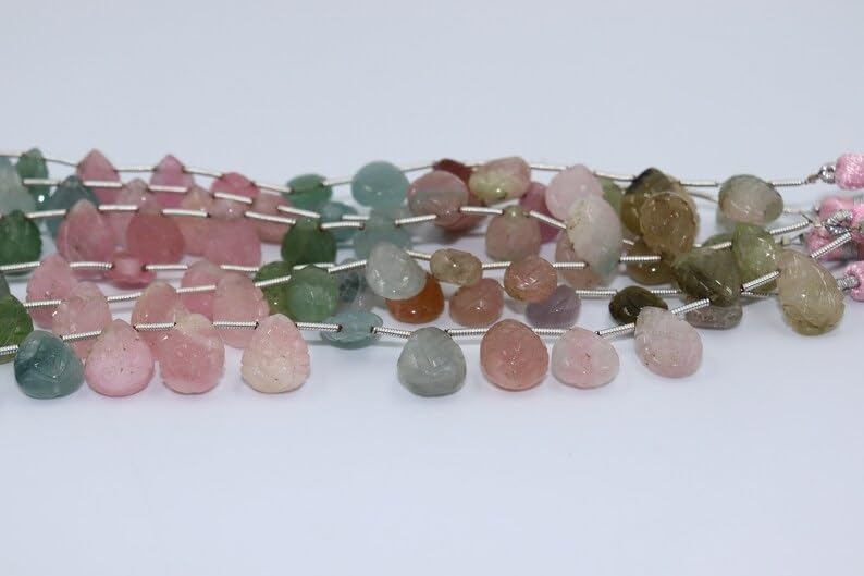 Tourmaline Pear Beads Hand Carved Tourmaline Pear Shape Beads 10-13 mm Afghani Tourmaline Carving Pear Shape Beads for Making Jwelery