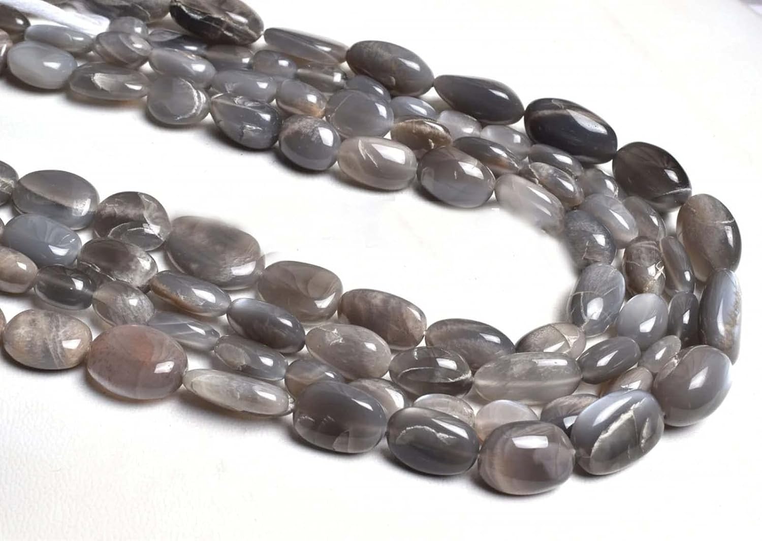 1 Strand Natural Gray Moonstone Smooth Nuggets Shape Beads, Moonstone Plain Nuggets, Grey Moonstone Nuggets Beads, Smooth Moonstone Nuggets Beads Exclusive by Beads_World CHIK-STNRDD-666