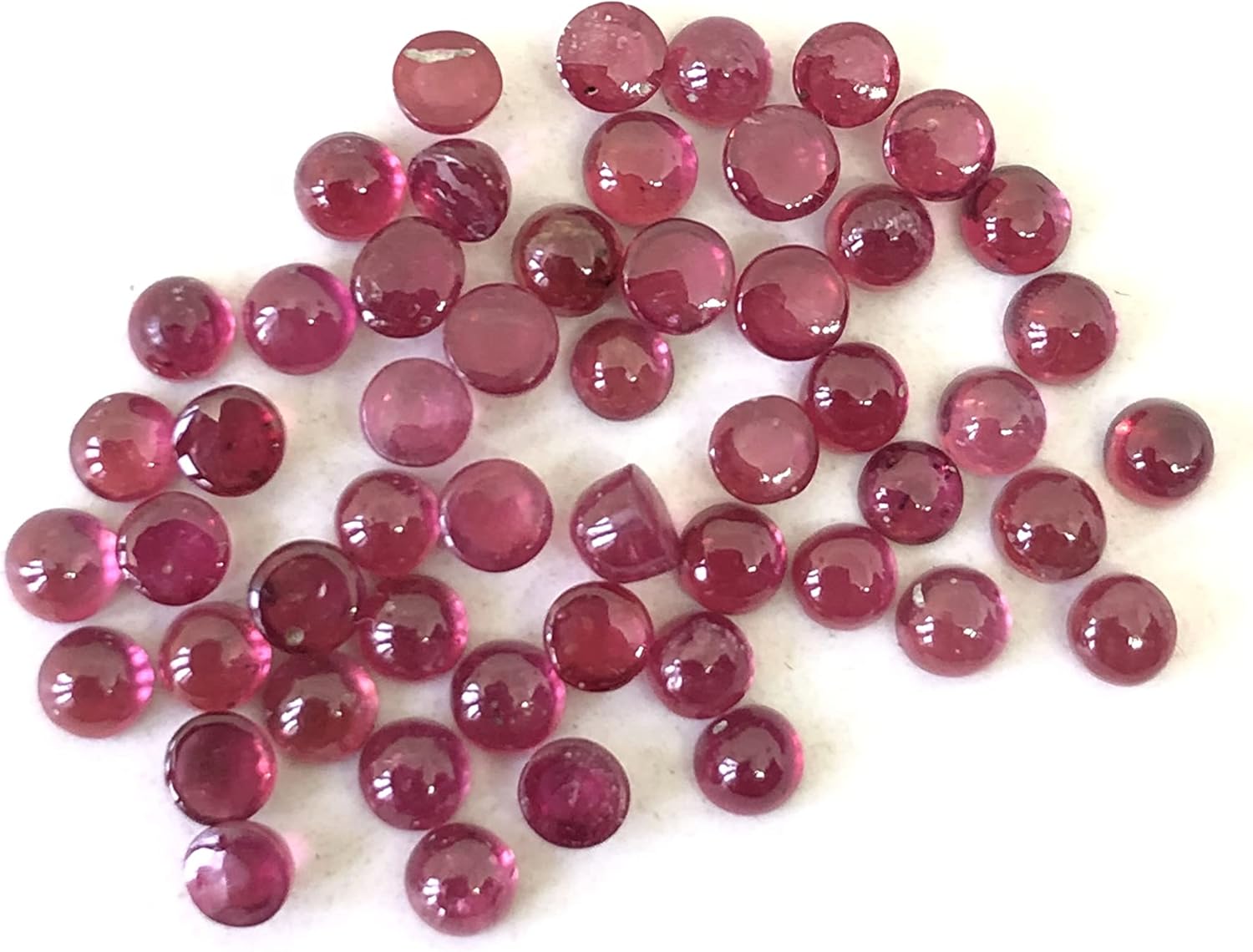 10.75 Ct Ruby Round Shape Cabochon Size 3 mm Wholesale 52 Pieces Amazing Quality Lot Loose Gemstone For Making Necklace Jewelry
