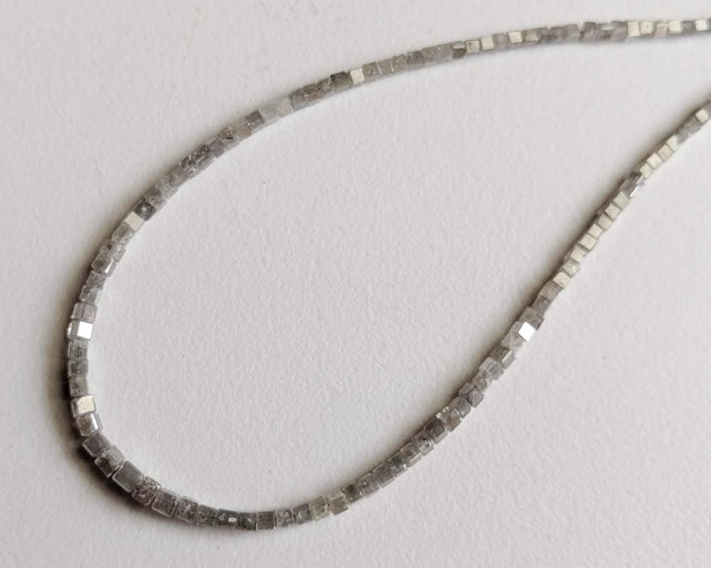 1.5-2.5mm Gray Diamond Cube Beads, Natural Gray Diamond Faceted Cube Beads, Gray Diamond Cubes for Necklace (2IN To 8IN Options) - PPD399, 1.5-2.5 MM Approx.