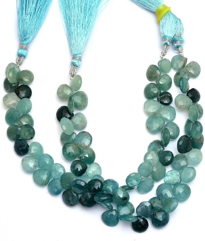 8 inch Strand of Natural grandidierite 9-10mm Heart Faceted briolette Beads for DIY Jewelry Making. |BRIO_03545