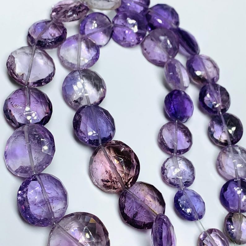 Natural Amethyst coin faceted Beads 10X10 19X19 mm 16 inch long string jewelry making gemstone beads for necklace bracelet