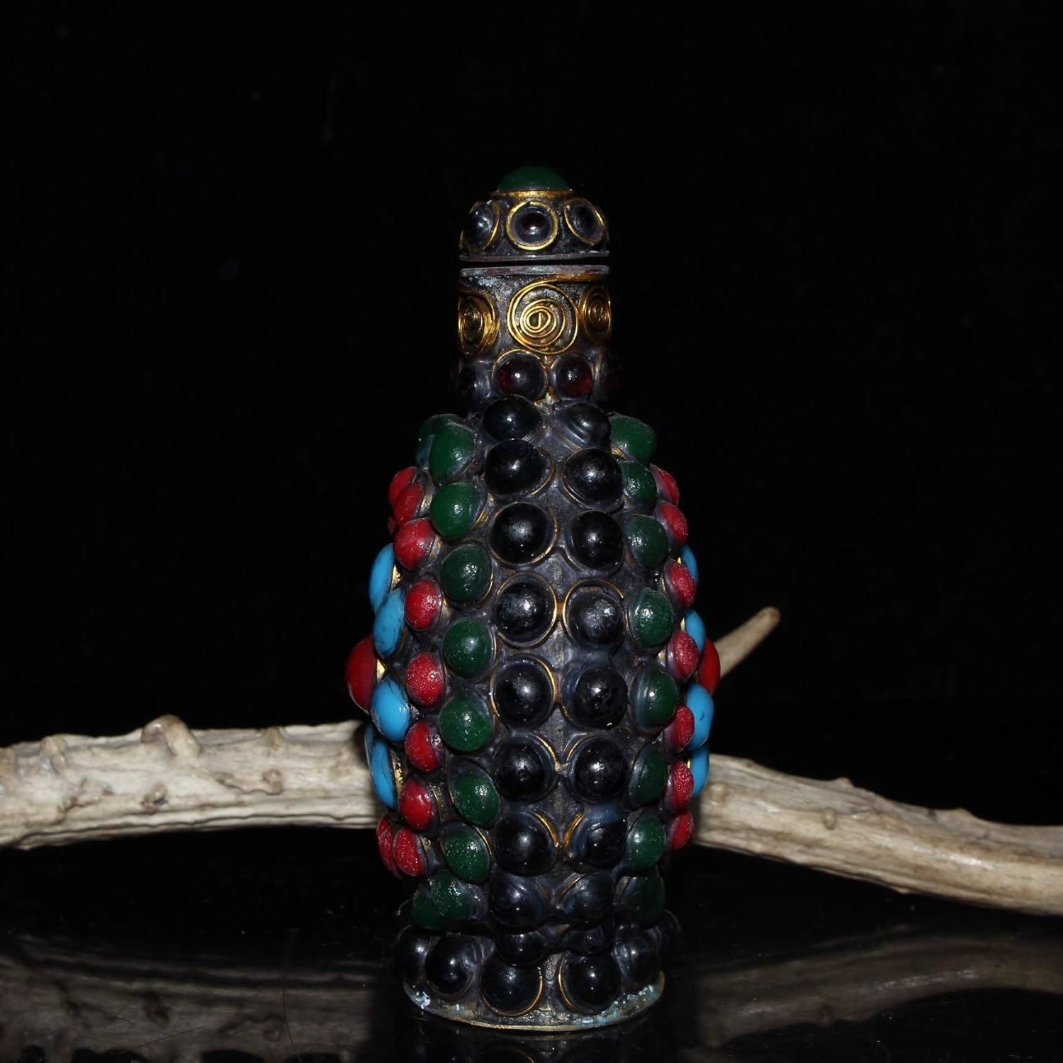 Fashion158 Antique Miscellaneous Copper Beads inlaid Round Snuff Bottle home Decoration Ornaments