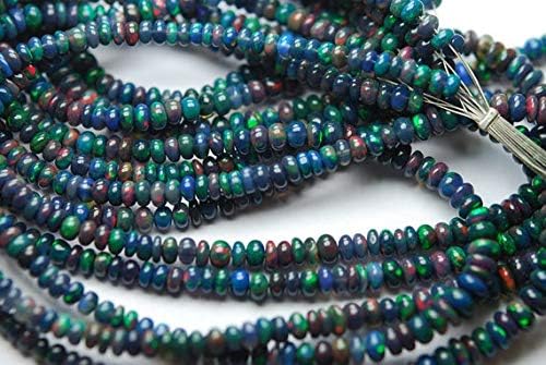 18 inch Strand Natural Blue Ethiopian Opal 4-6.5 mm rondelle Smooth Beads - Sale - 48 carats,18 inch Long, AAA Quality,Blue Ethiopian Opal Smooth rondelles,4-6.5mm Size